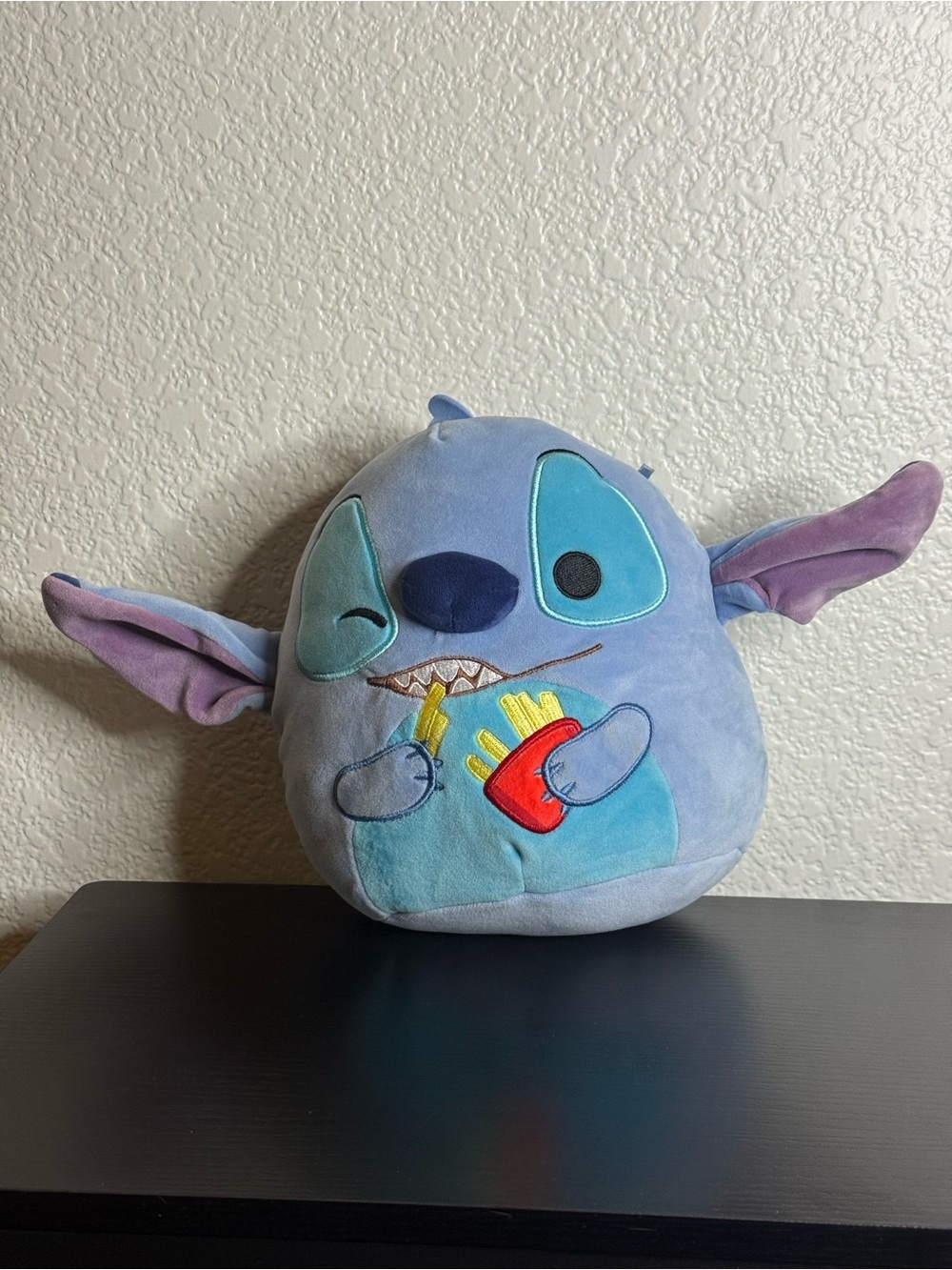 Disney Blue Stitch Plush with Red Fries Accent